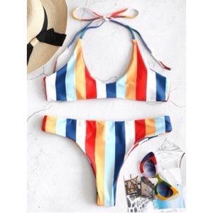 Zaful Rainbow Striped Bikini